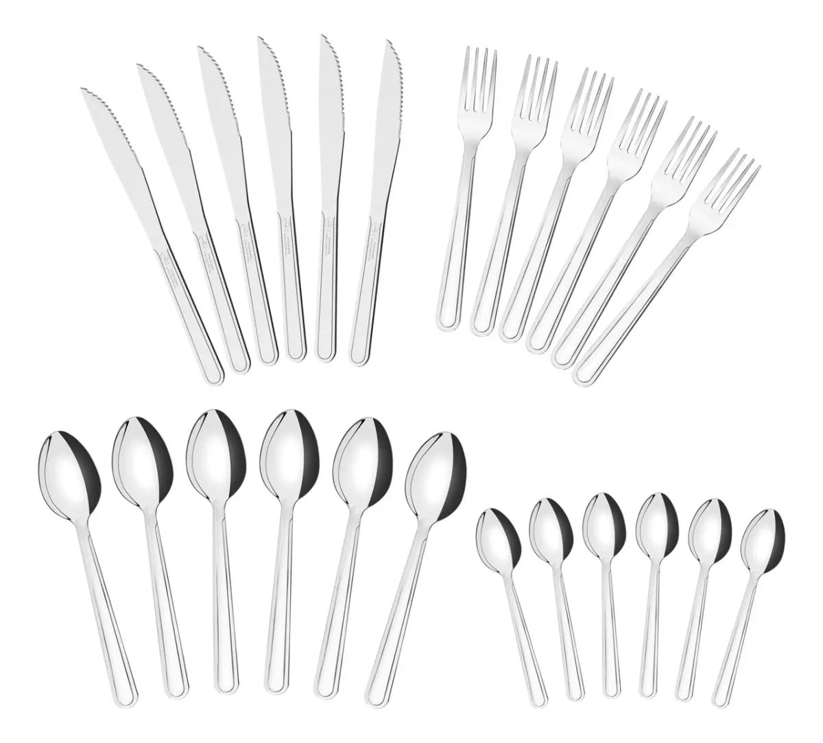 Jogo Talheres Faqueiro Búzios Aço Inox 24 Peças Tramontina Inox