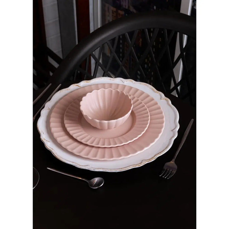 Sousplat Patinado Lyor Moon Branco De Plástico 33cm