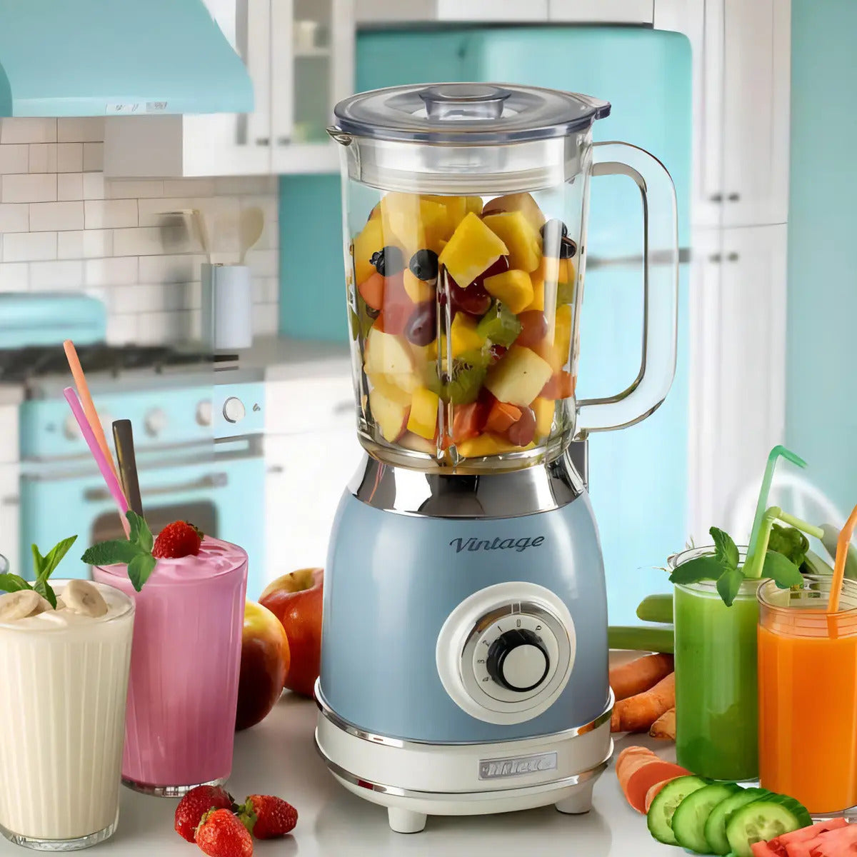 Liquidificador Ariete Vintage Azul, Copo Vidro 1,5l, 1000w Azul 220v