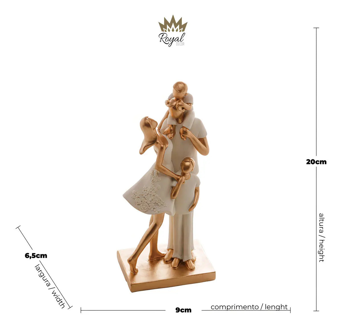 Figura Decorativa Royal Resina Família Branco 9x7x20cm