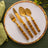 Faqueiro 24 Pcs Bambu Aço Inox Dourado Bon Gourmet