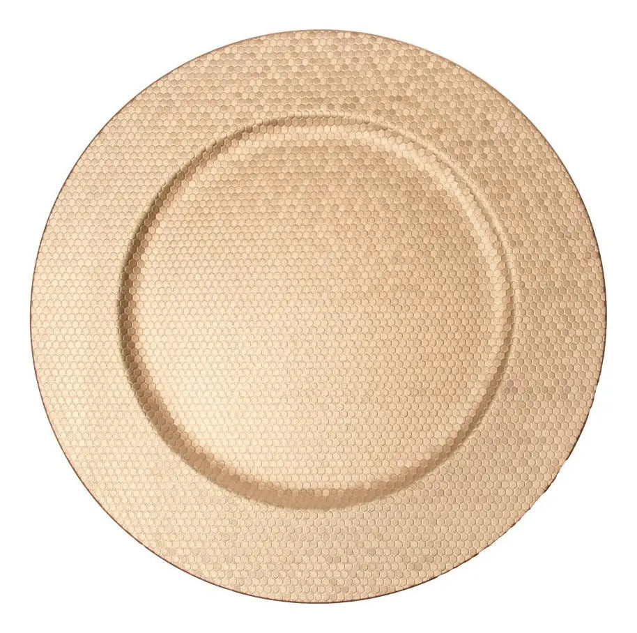 Sousplat Lyor Shine 33cm Dourado Elegante Plástico Prata Liso