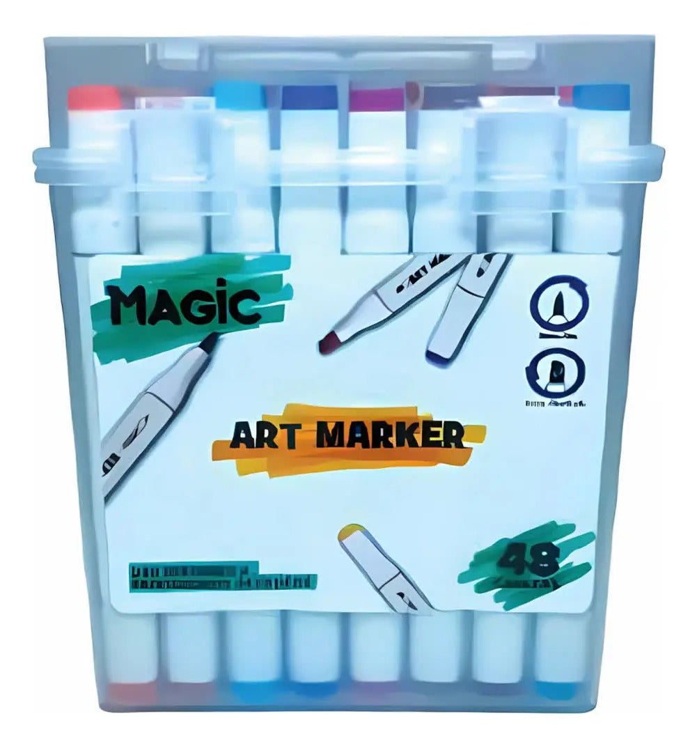 Magic Canetas Ponta Dupla Art Marker 48 Cores Vibrantes Bobbie Goods Diversas Cores