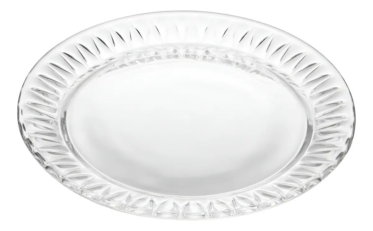 2 Pratos Lyor Radial De Sobremesa De Cristal 19,5cm Prata Geométrico